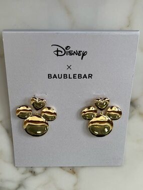 Disney BaubleBar Gold Mickey Mouse Heart Earrings
